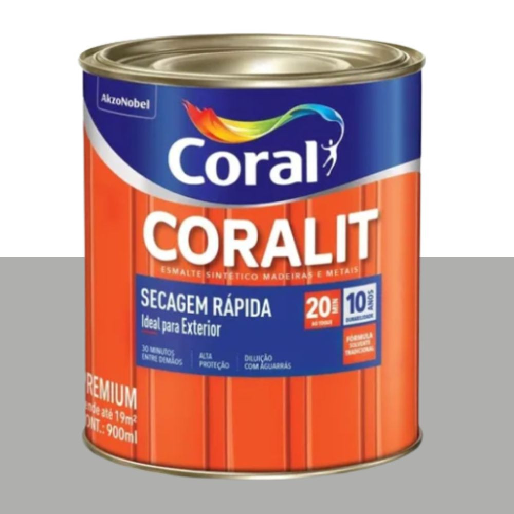 Esmalte Coralit Secagem Rápida Cinza Platina 900ml Coral