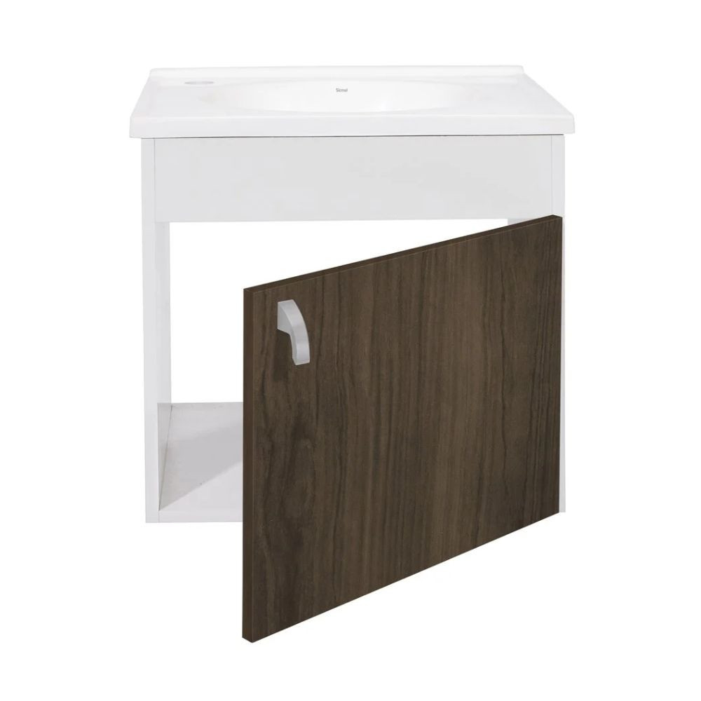 Gabinete para Banheiro MDP Madeirado 37x33x42 cm Roma Branco / Ipê - Sicmol