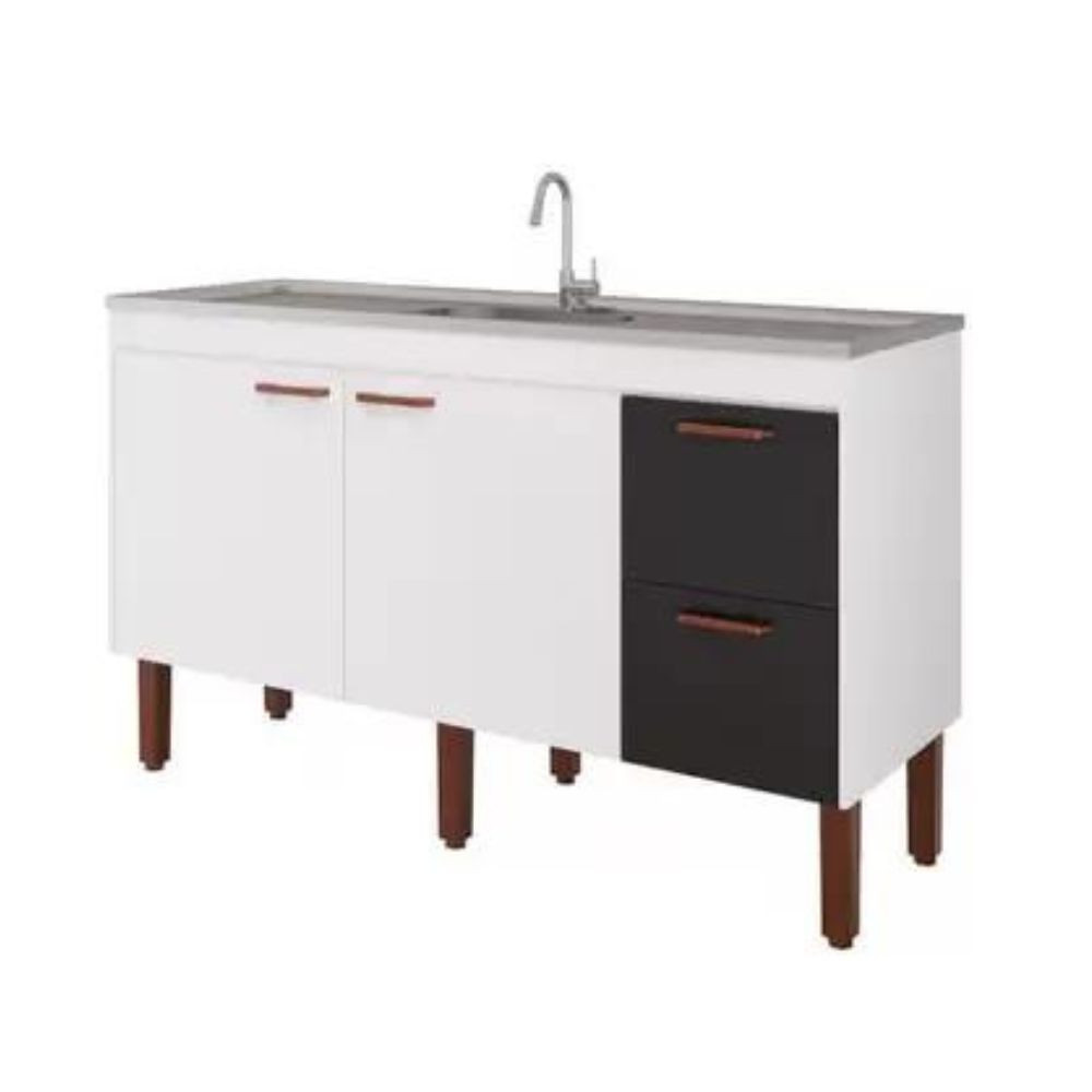 Gabinete MGM Slim Coz 1.44m Branco/Preto