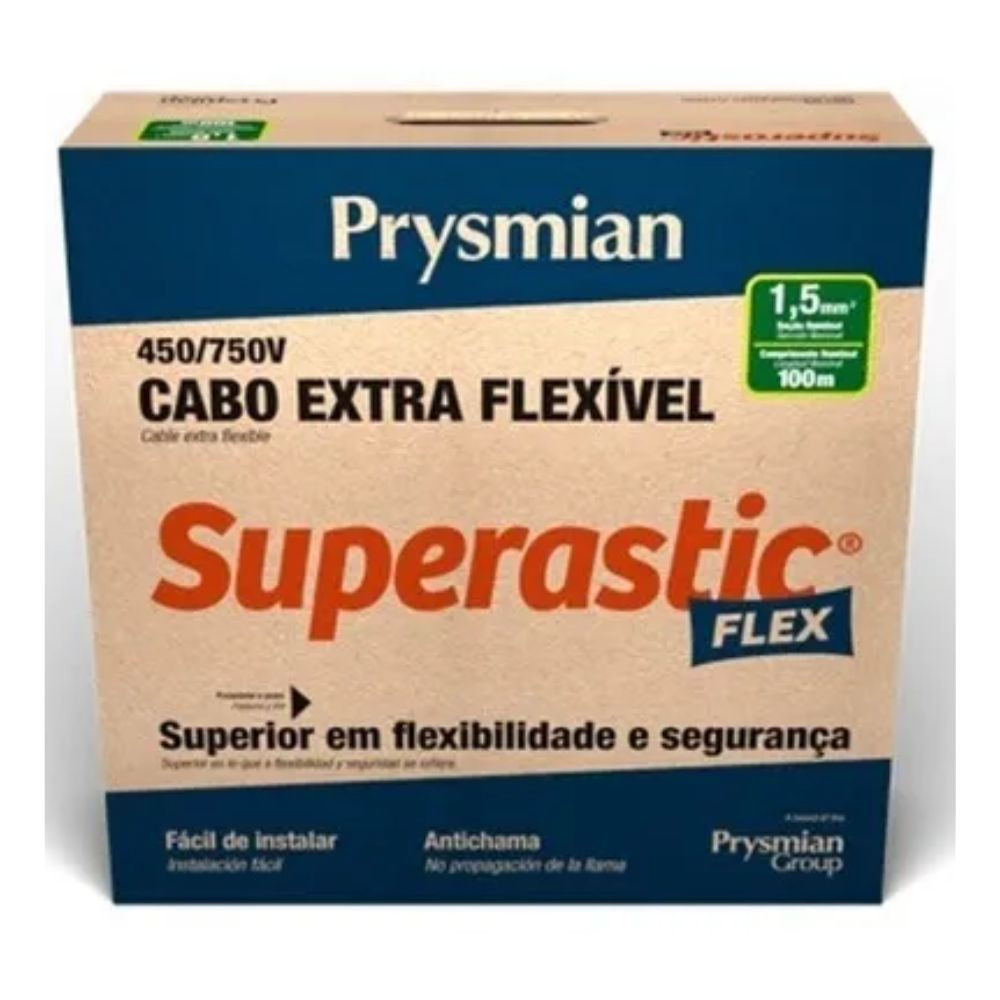 Cabo Flexível 1.5mm 100Metros Vermelho Superastic Prysmian