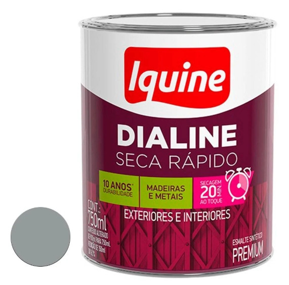 Esmalte Iquine Dialine Seca Rápido Alto Brilho Alumínio 0.75L