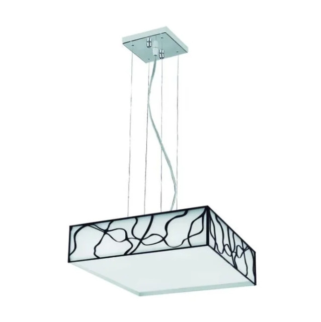 Pendente LLUM Psicodélico Preto Acrílico Quadrado 30x30 4L