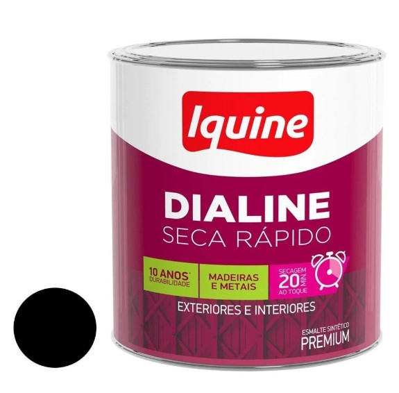 Esmalte Iquine Dialine Seca Rápido Fosco Preto 0.75L