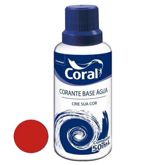 Corante Coral Base Água Vermelho 0.05L