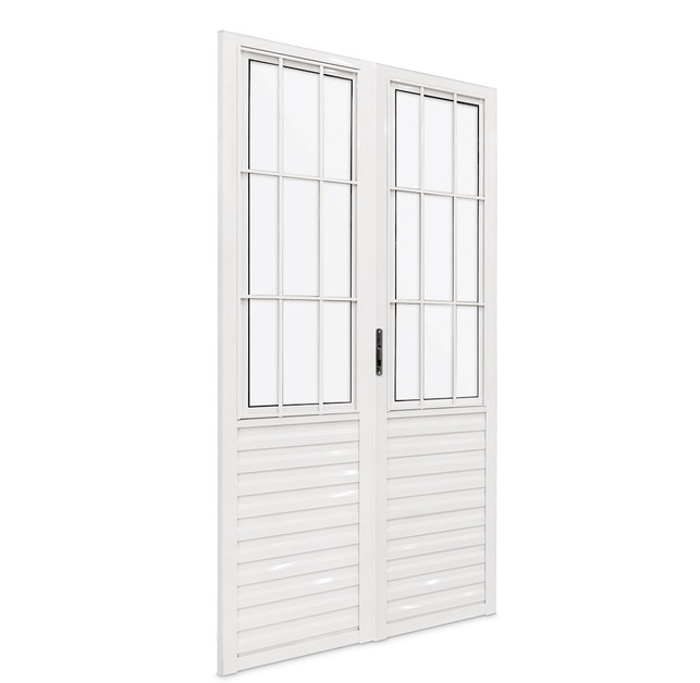 Porta Quality Postigo 210X120 Home 2 Folhas Vidro Liso Branco