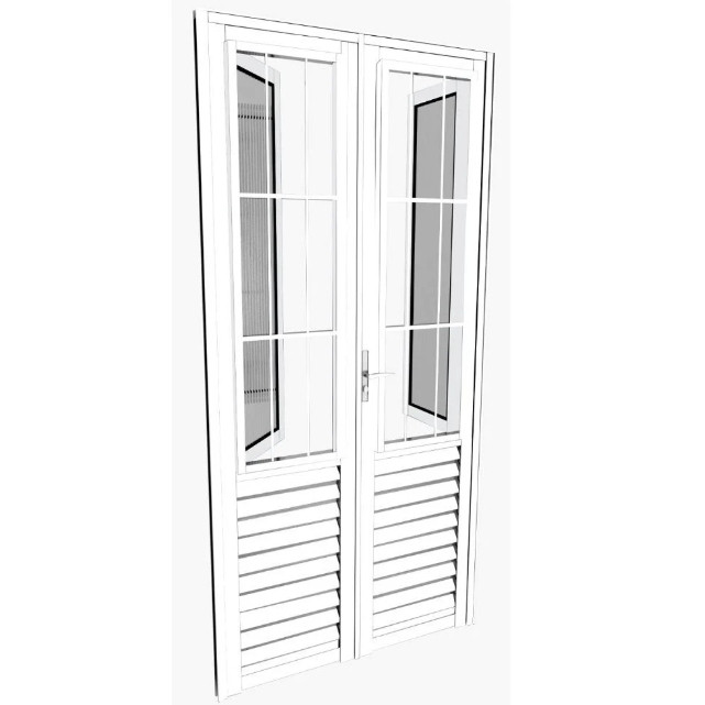 Porta Quality Postigo 210X100 Home 2 Folhas Vidro Canelado Branco