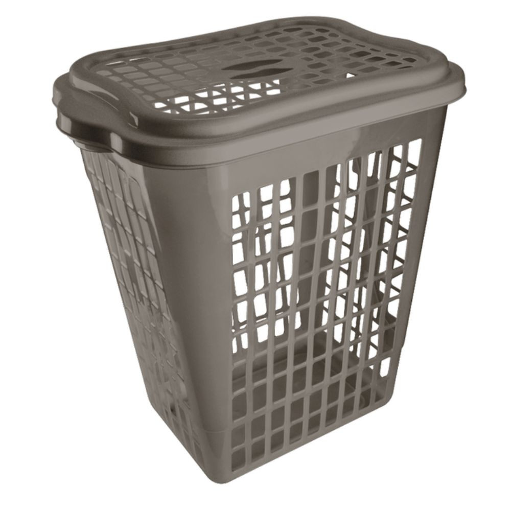Cesto de Roupas Telado Retangular 46 Litros Marrom Plasvale