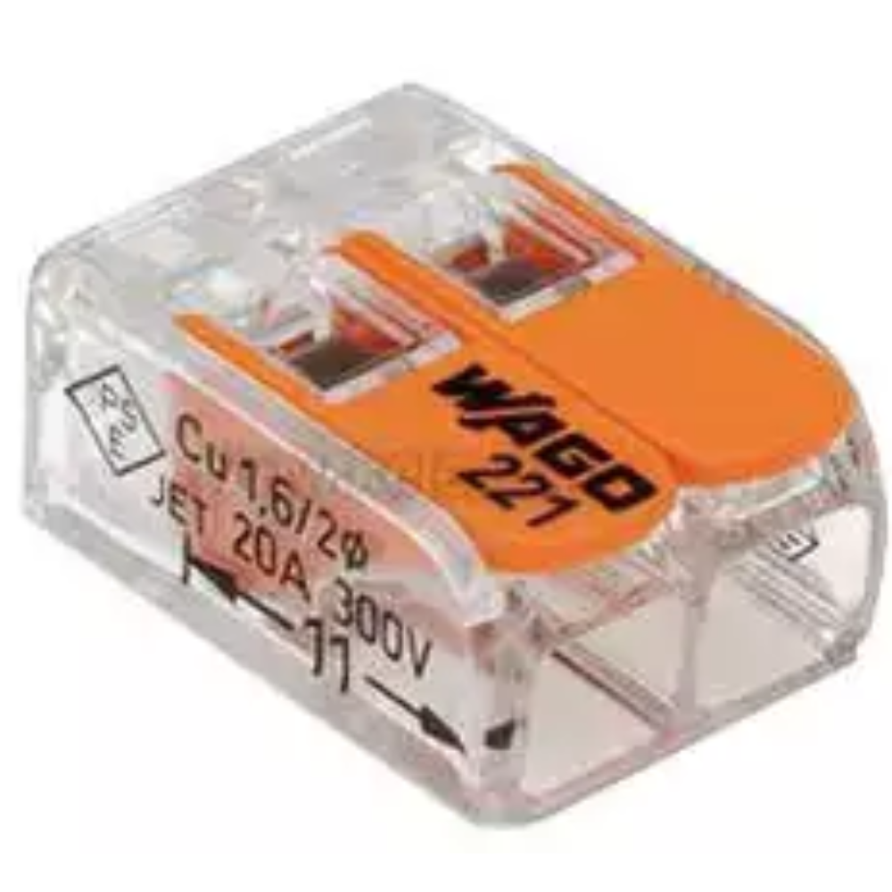 Conector de emenda para condutores de até 4mm² com 2 entradas Wago