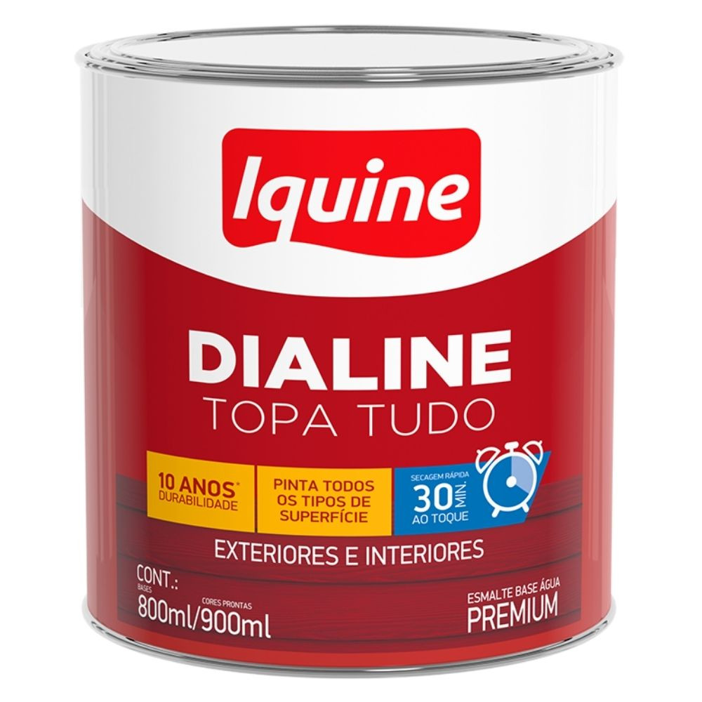Esmalte Dialine Base Água Alto Brilho Branco 900ML Iquine 