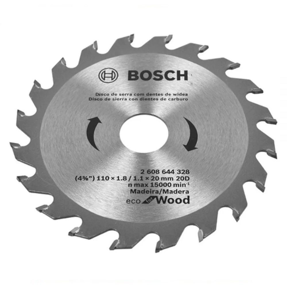 Disco de Serra Circular para Madeira Eco 110mm 20 Dentes Bosch