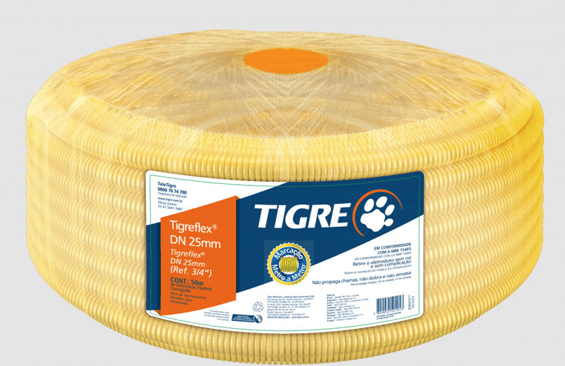 Eletroduto tigre tflex corrugado 25mm 50m 