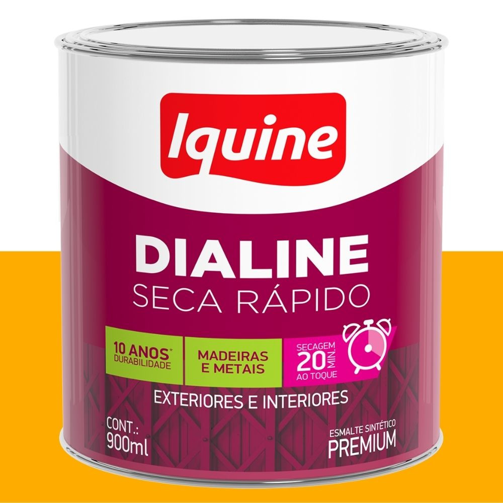 Esmalte Dialine Secagem Rápida Alto Brilho Amarelo 900ML Iquine