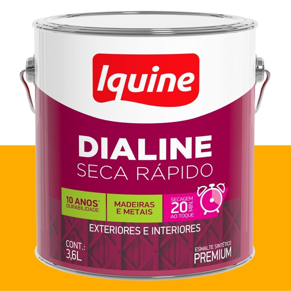 ESMALTE DIALINE SECAGEM RAPIDA ALTO BRILHO AMARELO 3.6L IQUINE