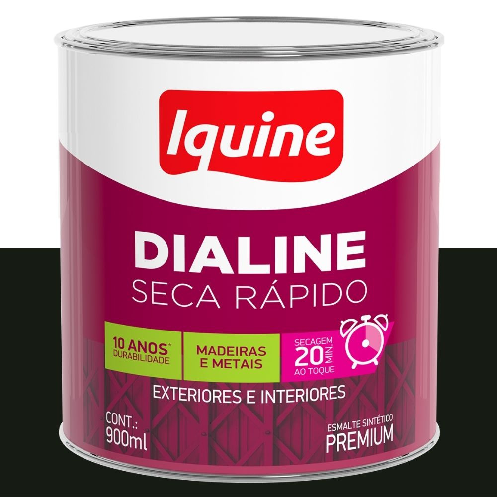 Esmalte Dialine Secagem Rápida Alto Brilho Preto 0.9L Iquine