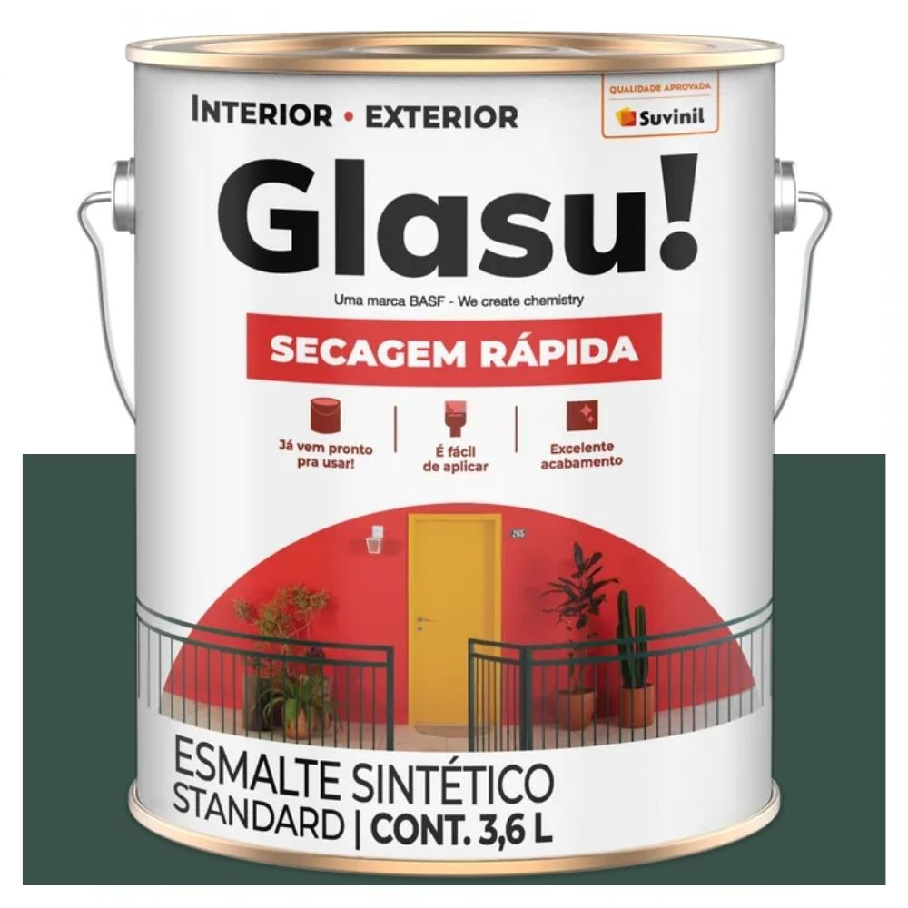 Esmalte Secagem Rápida Brilhante Verde Colonial 3,6 Litros Suvinil Glasu