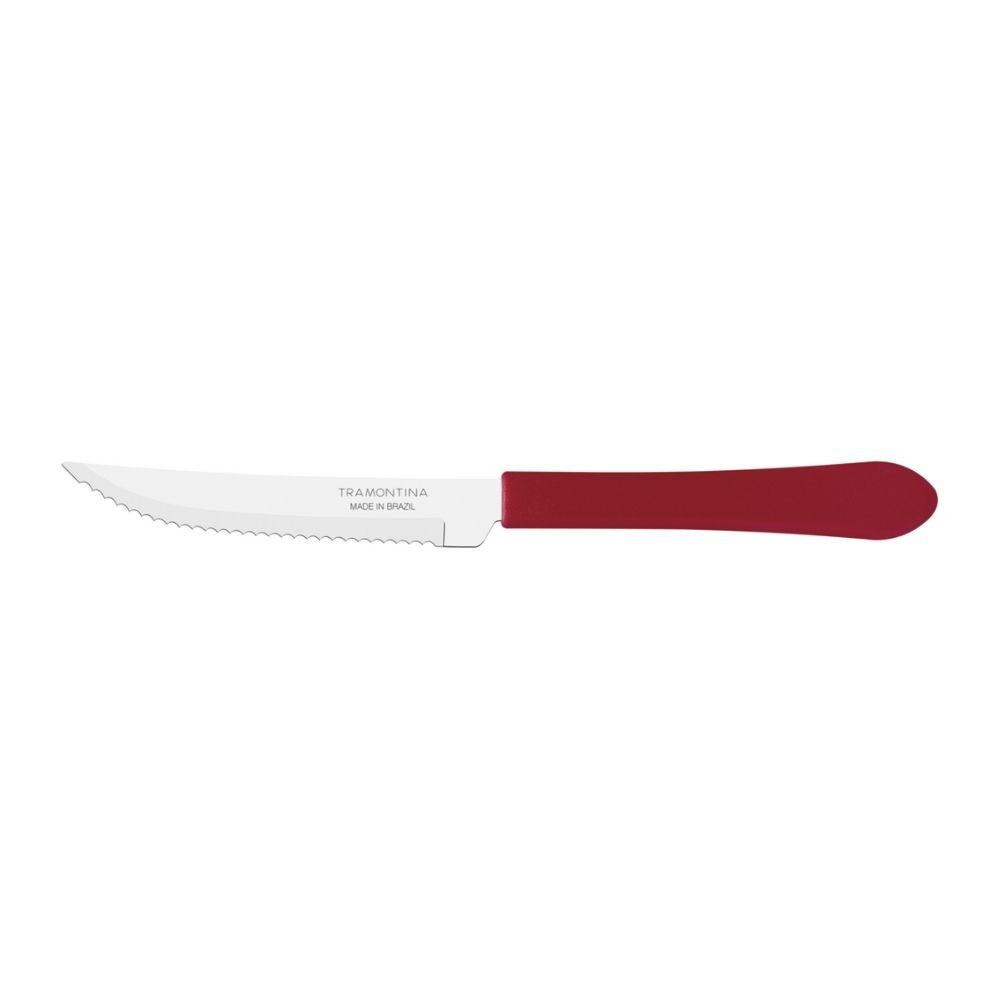 Faca para Churrasco  Leme com Lâmina em Aço Inox  Vermelho 4" Tramontina