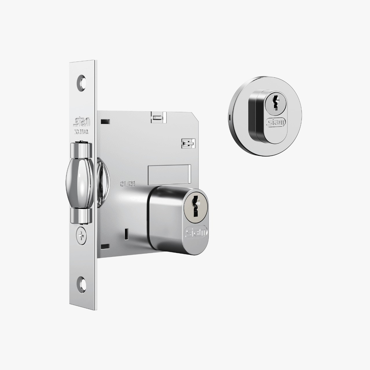 Fechadura 1005 Pivotante Roseta Redonda Inox Stam