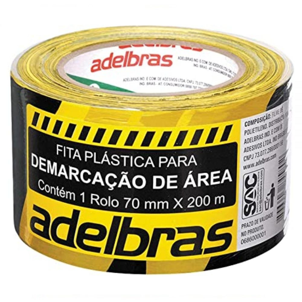 Fita de Demarcação Zebrada  70mm 200 Metros Adelbras 