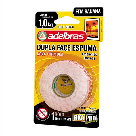 Fita Dupla Face Espuma Fixa Pro 19MMX2M 941 Adelbras