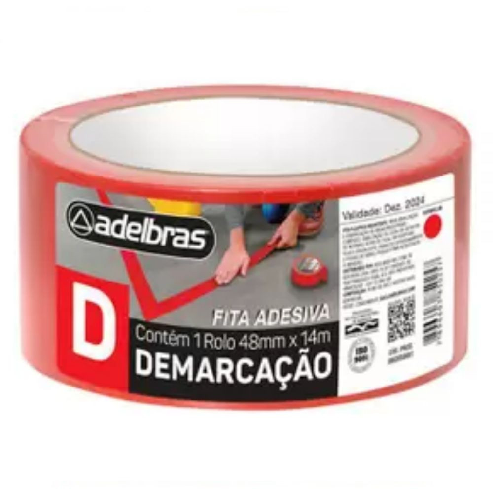 Fita para Demarcação de Solo  48mm 14 metros Vermelha Adelbras