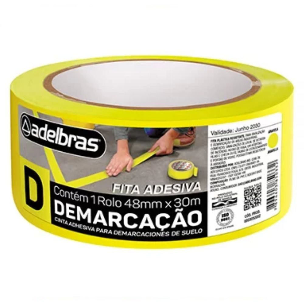 Fita para Demarcação de Solo 48mm 30 metros Amarela Adelbras