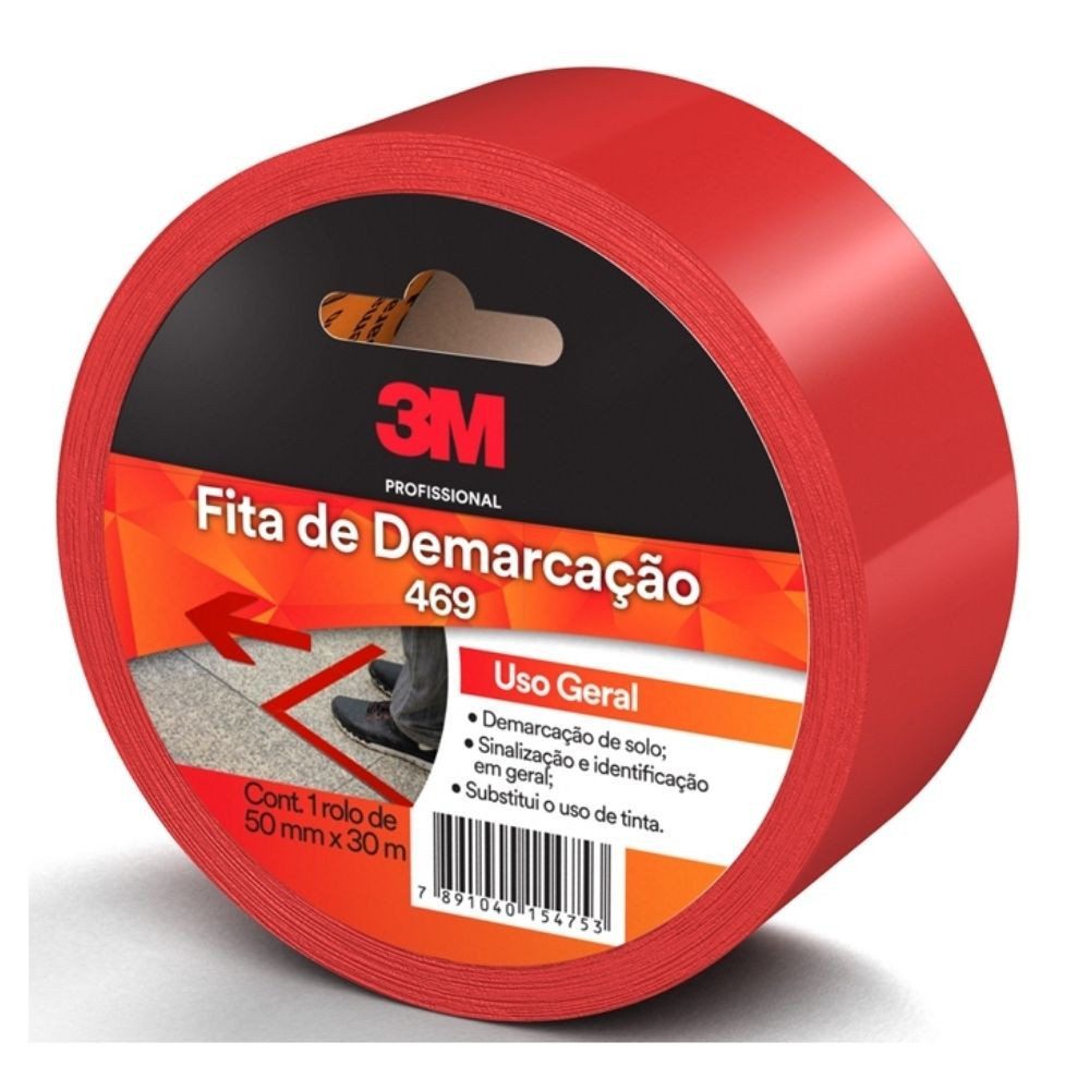Fita Para Demarcação de Solo  469 Vermelha 50MM x 30M 3M