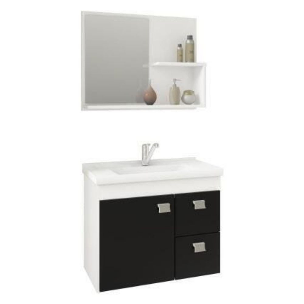 Gabinete Hortência Kit 55Cm Branco/Preto MGM