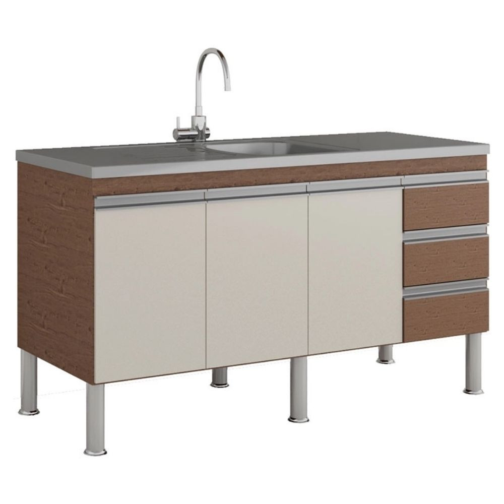 GABINETE DE COZINHA IBIZA 1.44M AMENDOA/BRANCO MGM