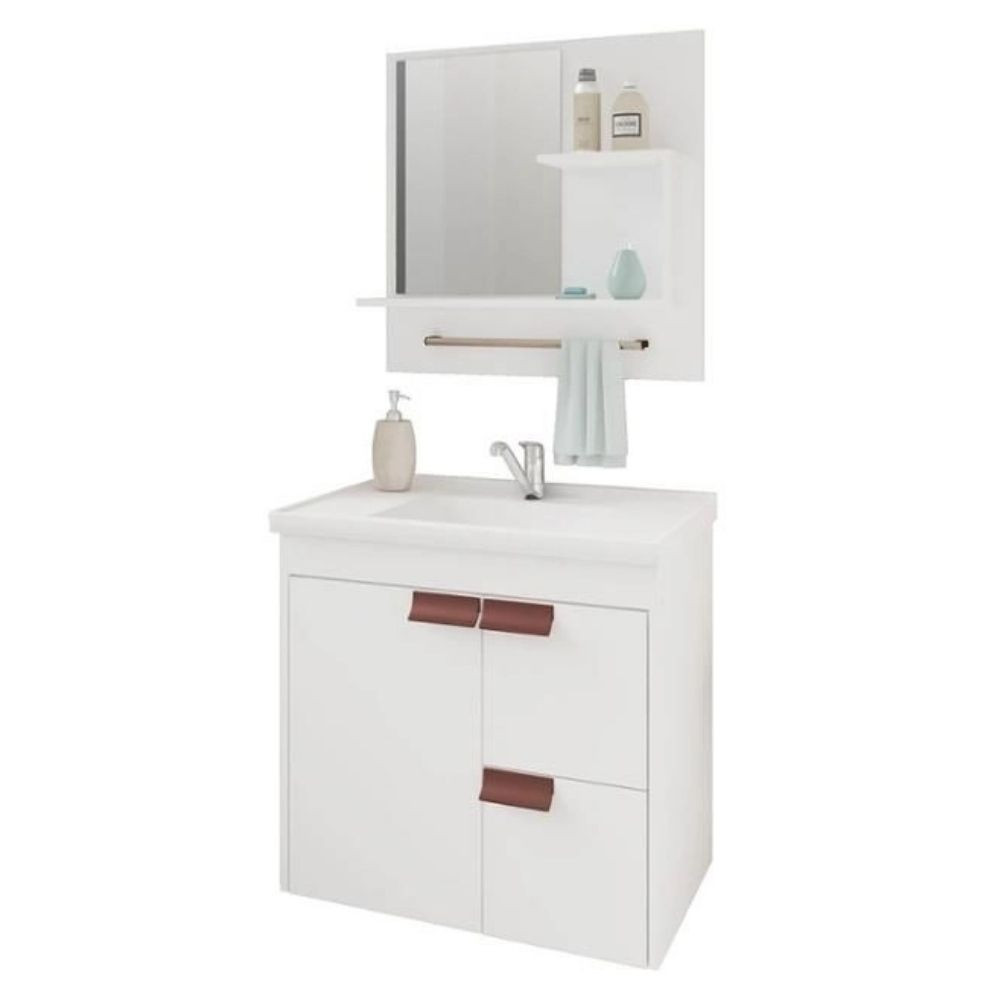 GABINETE BANHEIRO KIT TULIPA 59CM BRANCO MGM