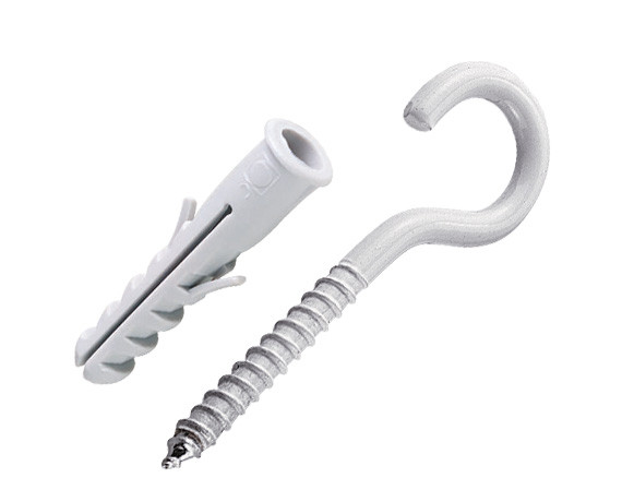 Gancho Branco Com Bucha Com Anel 6MM Com 4 Unidades Bemfixa