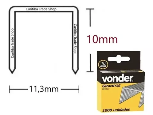 Grampo vonder tipo U VU-10 10MM caixa com 1000