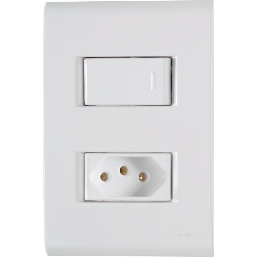 Interruptor liz simples tomada 2 polos T 10A branco Tramontina