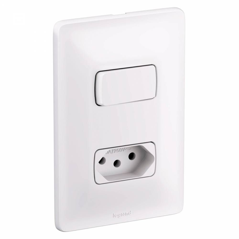 INTERRUPTOR ZEFFIA SIMPLES+TOMADA 2P+T 10A BRANCO PIAL