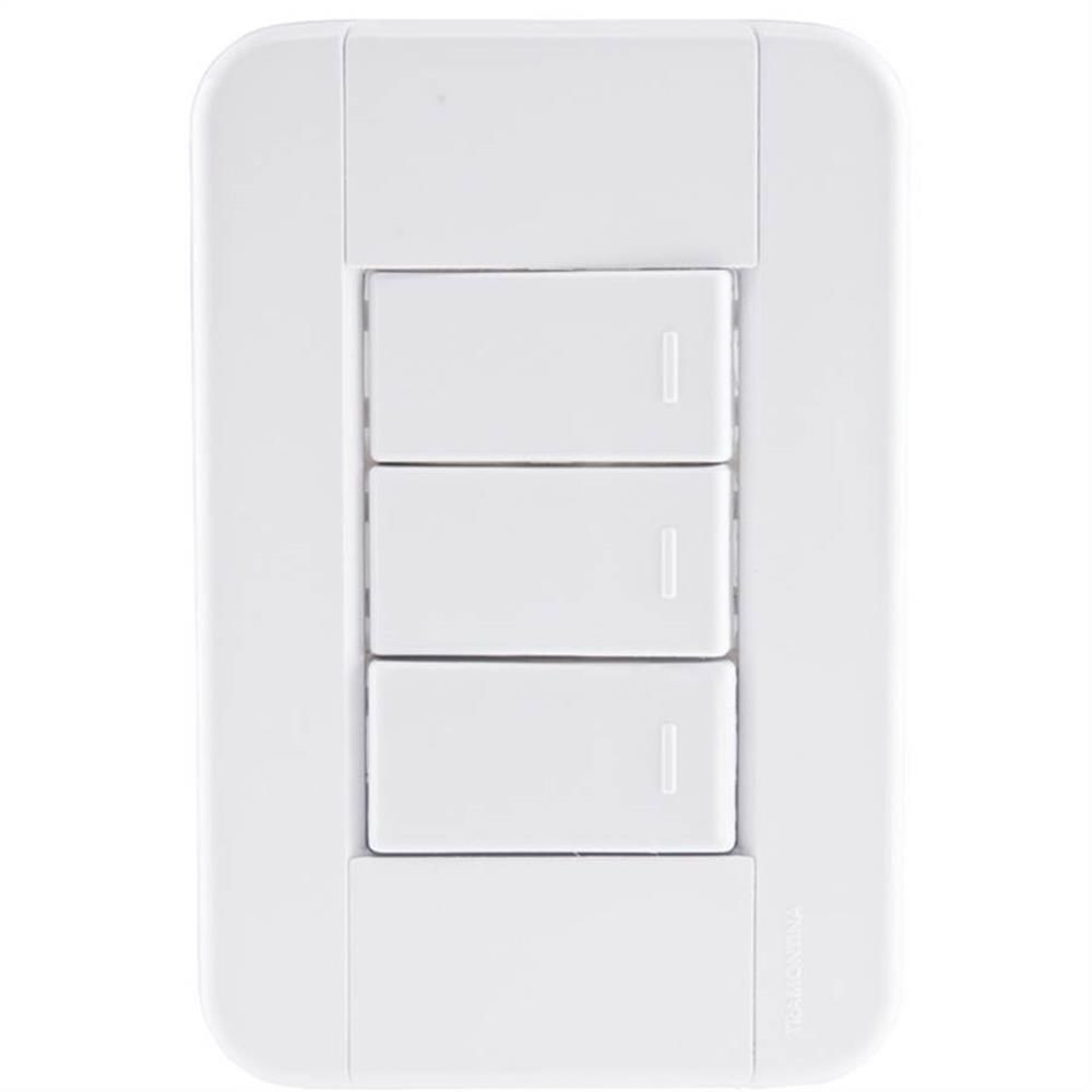 INTERRUPTOR TABLET 3 SIMPLES 10A BRANCO TRAMONTINA