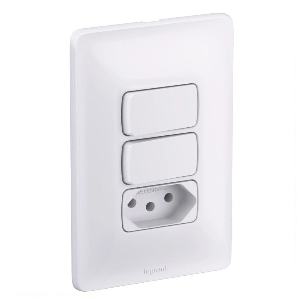Interruptor Simples + Paralelo + Tomada 2P+T 10A Branco Zeffia Pial
