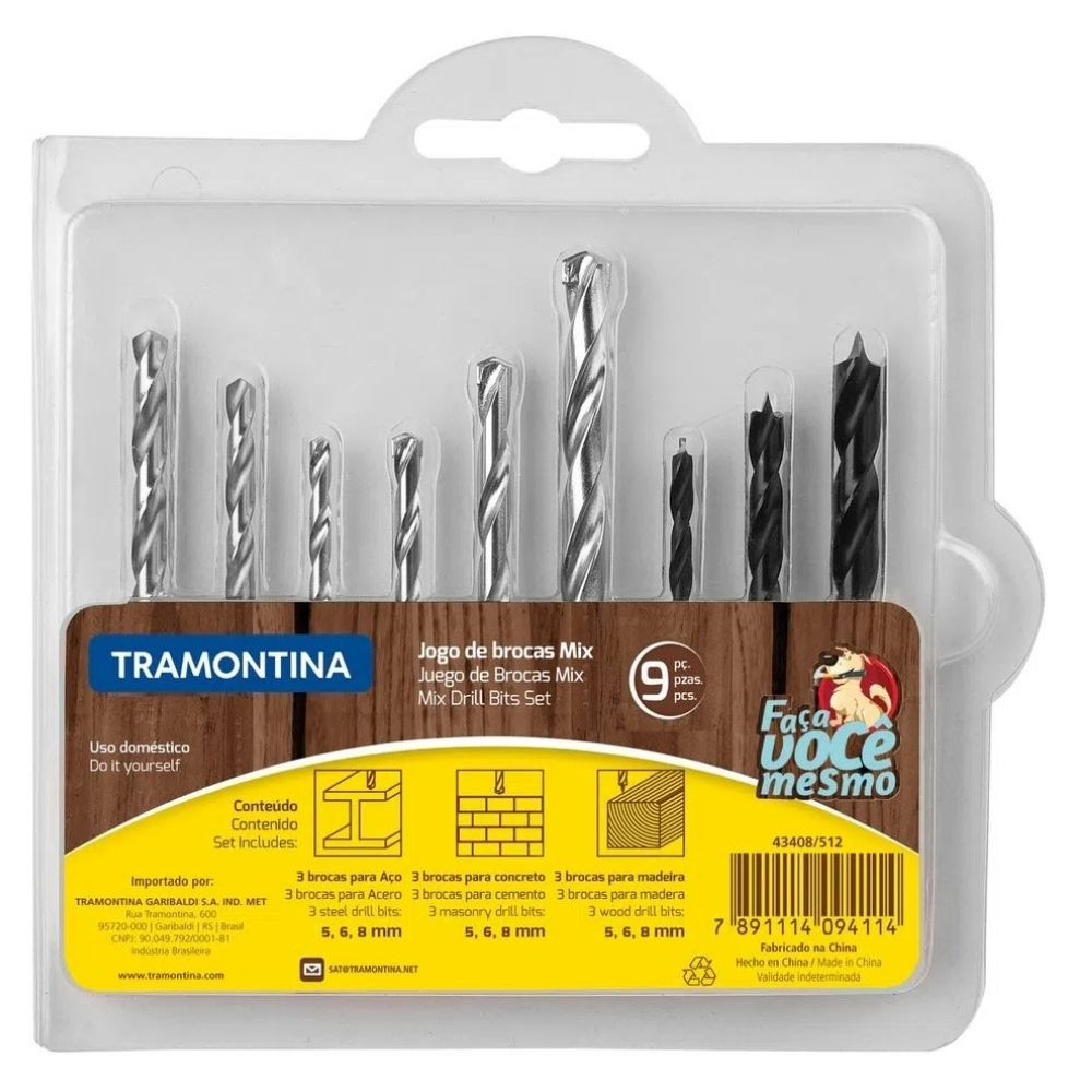 JOGO DE BROCAS MIX COM 9 PEÇAS TRAMONTINA