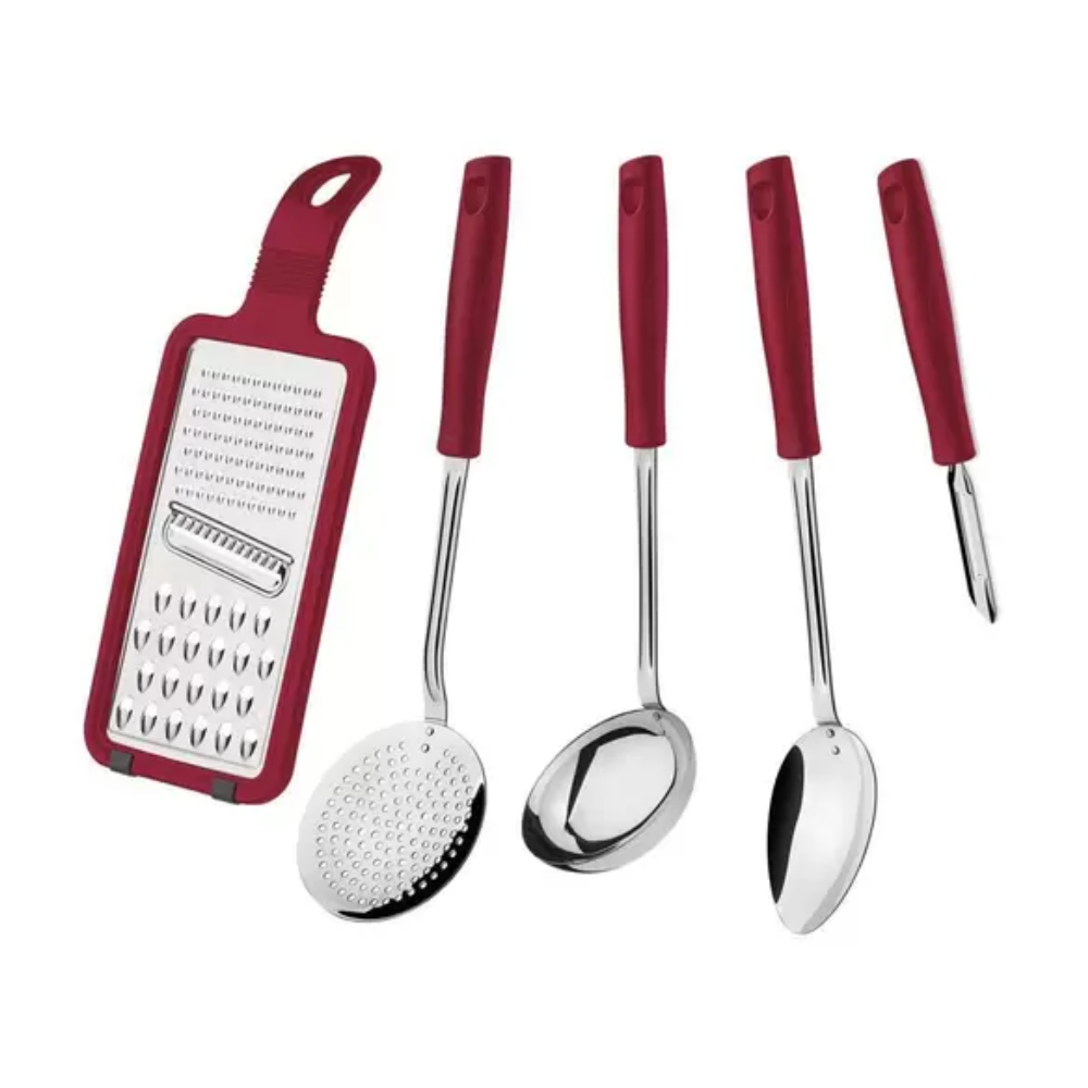 Jogo de utensílios easy inox 5 peças vermelho Tramontina