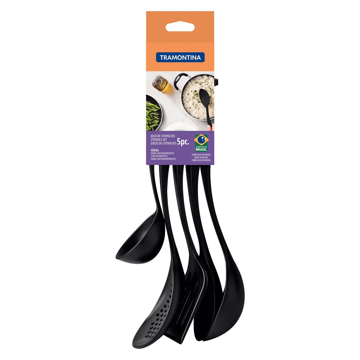 Jogo Ability Utensílios Nylon Com 5 Peças Preto Tramontina