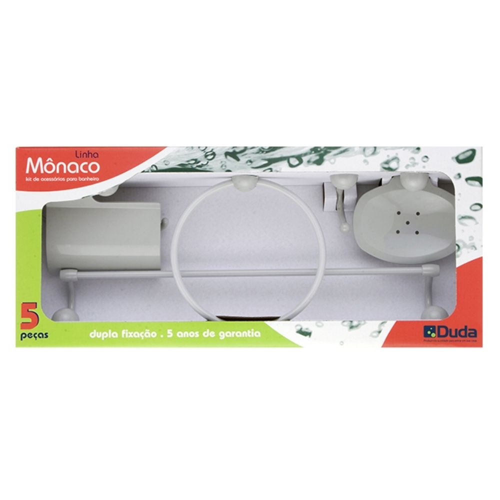 Kit Acessórios Monaco Com 5 Peças Cinza Duda