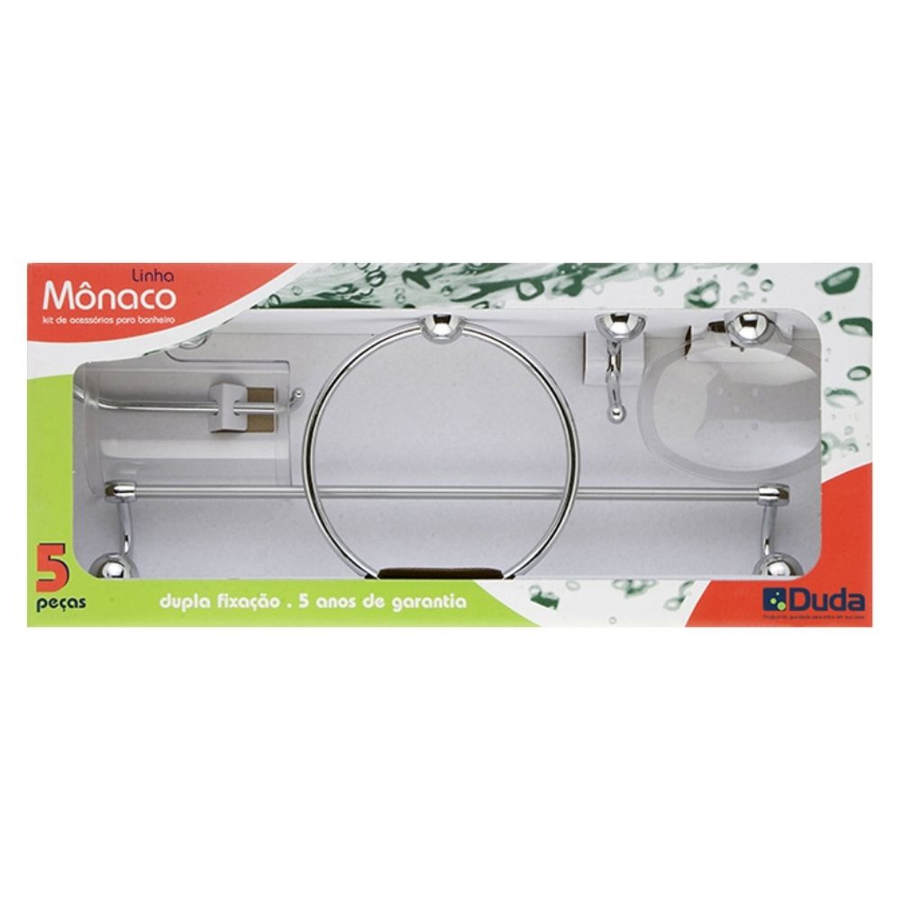 Kit Acessórios Monaco Com 5 Peças Cromado Cristal Duda