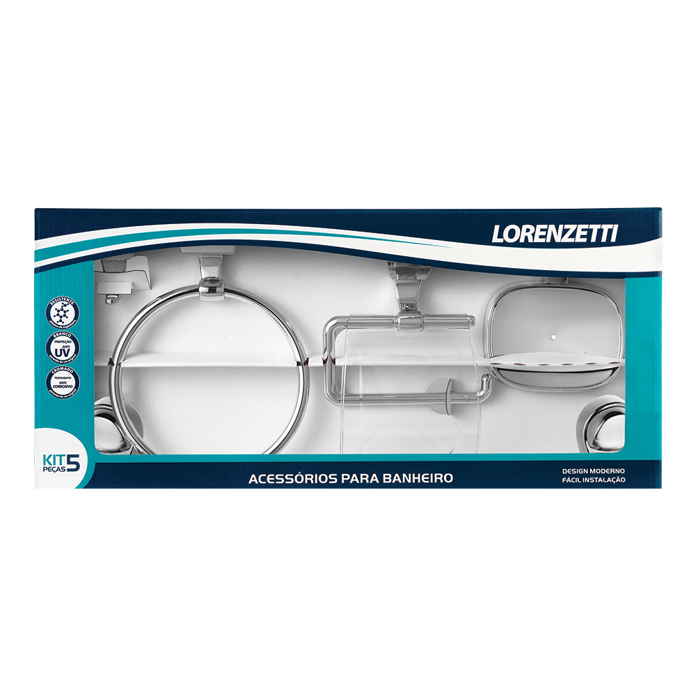KIT LORENZETTI ACESSORIOS FORTTI F22 COM 5 PECAS CROMADO