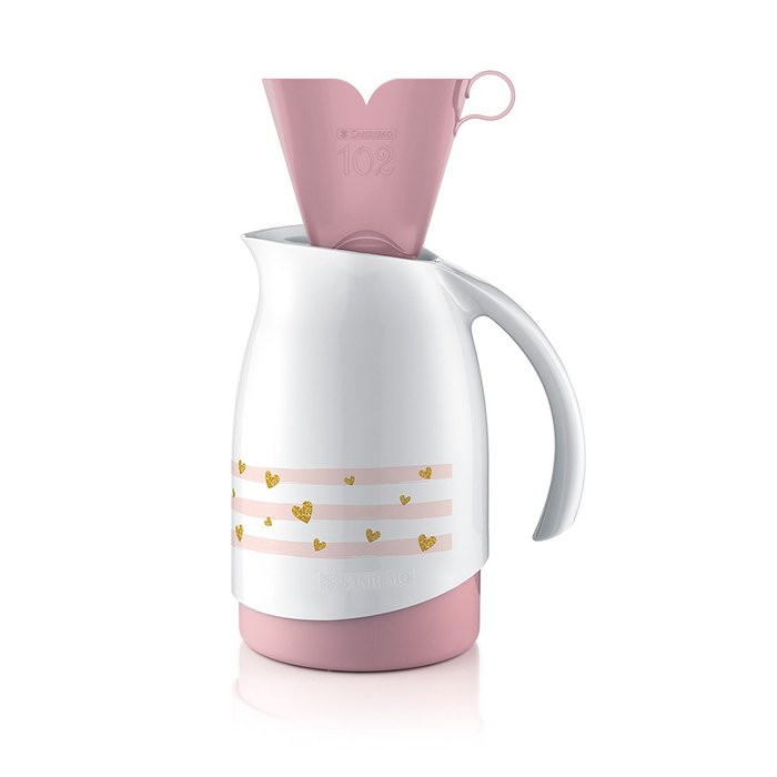 Kit Bule+Suporte 700ML Branco/Rosa Sanremo  