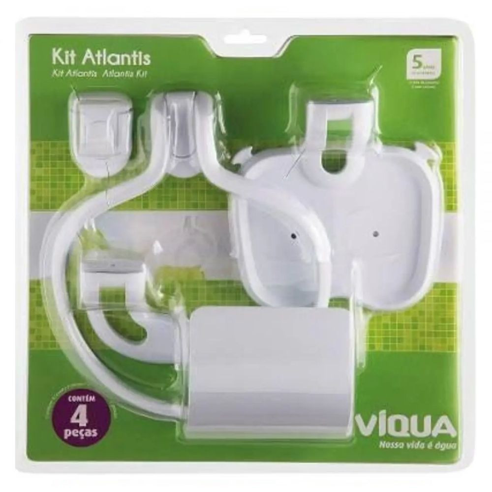 KIT DE ACESSORIOS ATLANTIS COM 4 PEÇAS BRANCO VIQUA