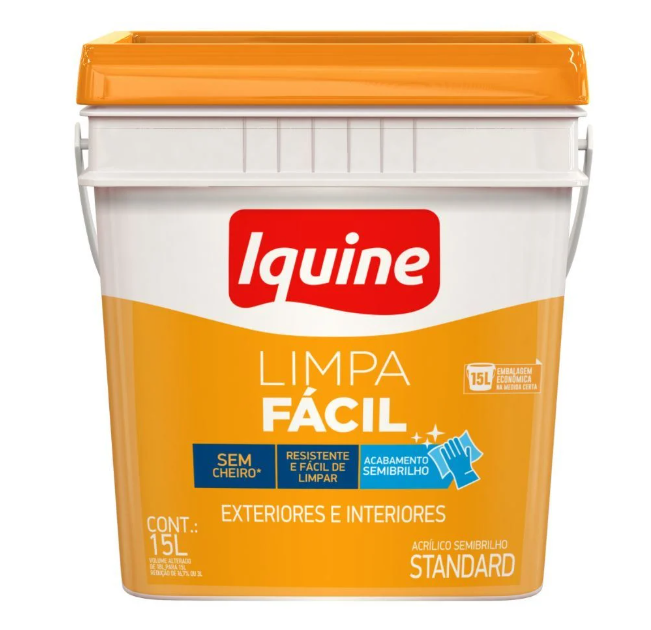 Tinta Iquine Limpa Fácil Semibrilho Branco Gelo Retangular 15L