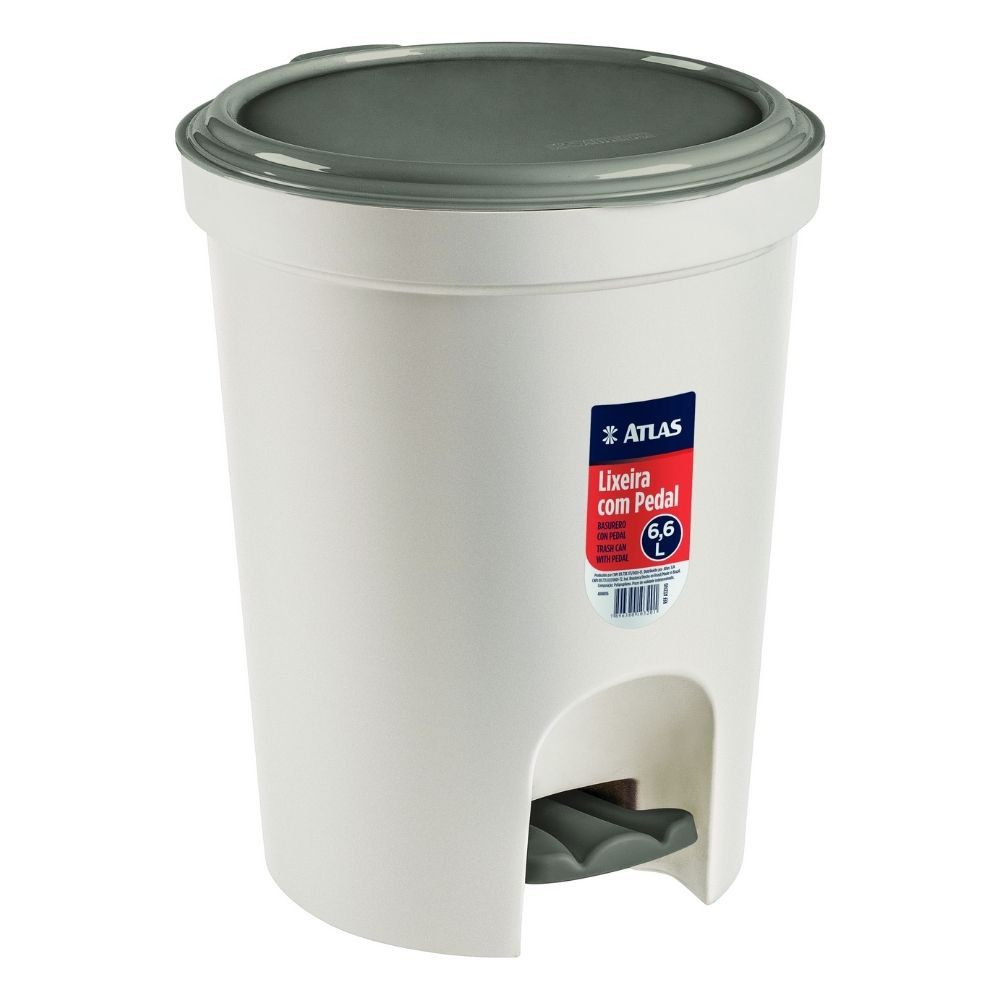 Lixeira Com Pedal Plástico Redonda 6.6L AT2740 Atlas 