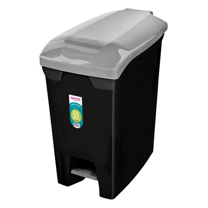 Lixeira Sanremo Slim Com Pedal 50L Preto