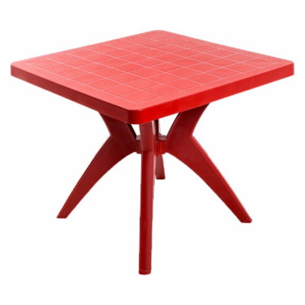 Mesa Quadrada Vermelho Forte Plástico