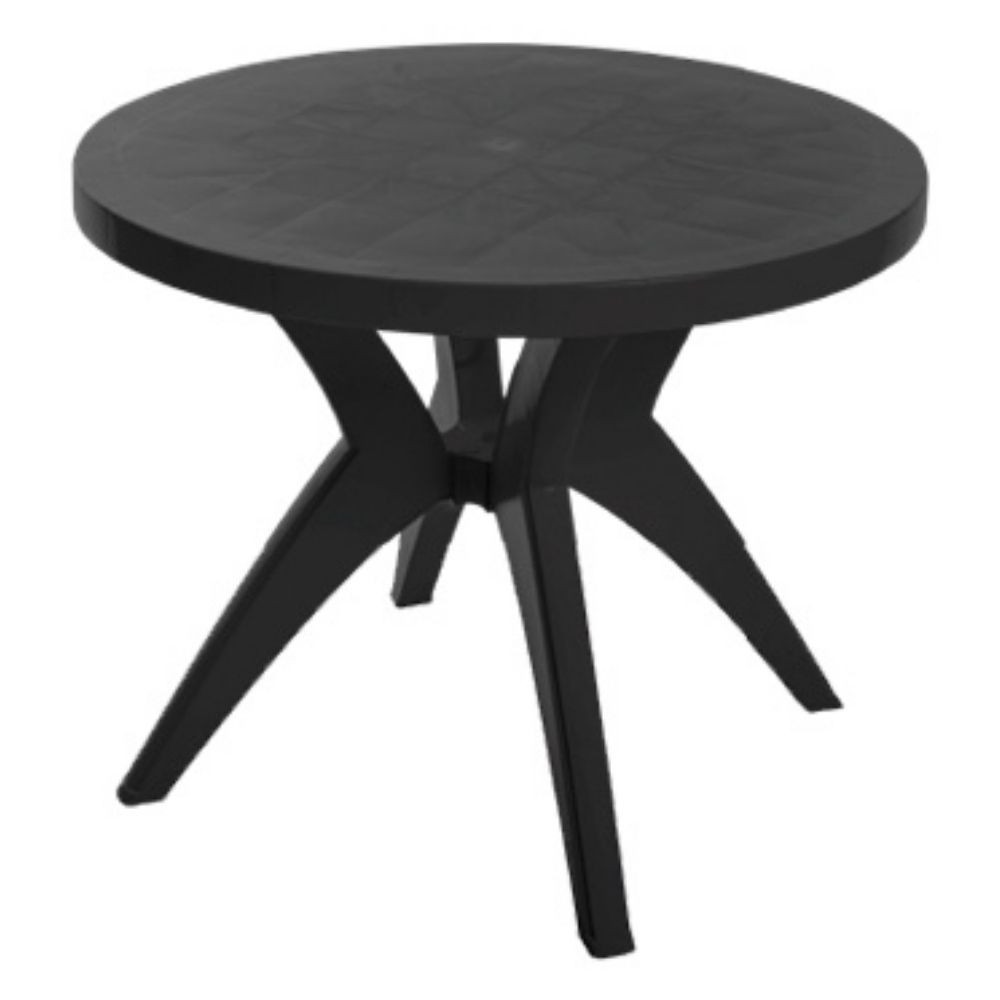 Mesa Redonda Preto Forte Plástico Deluxe