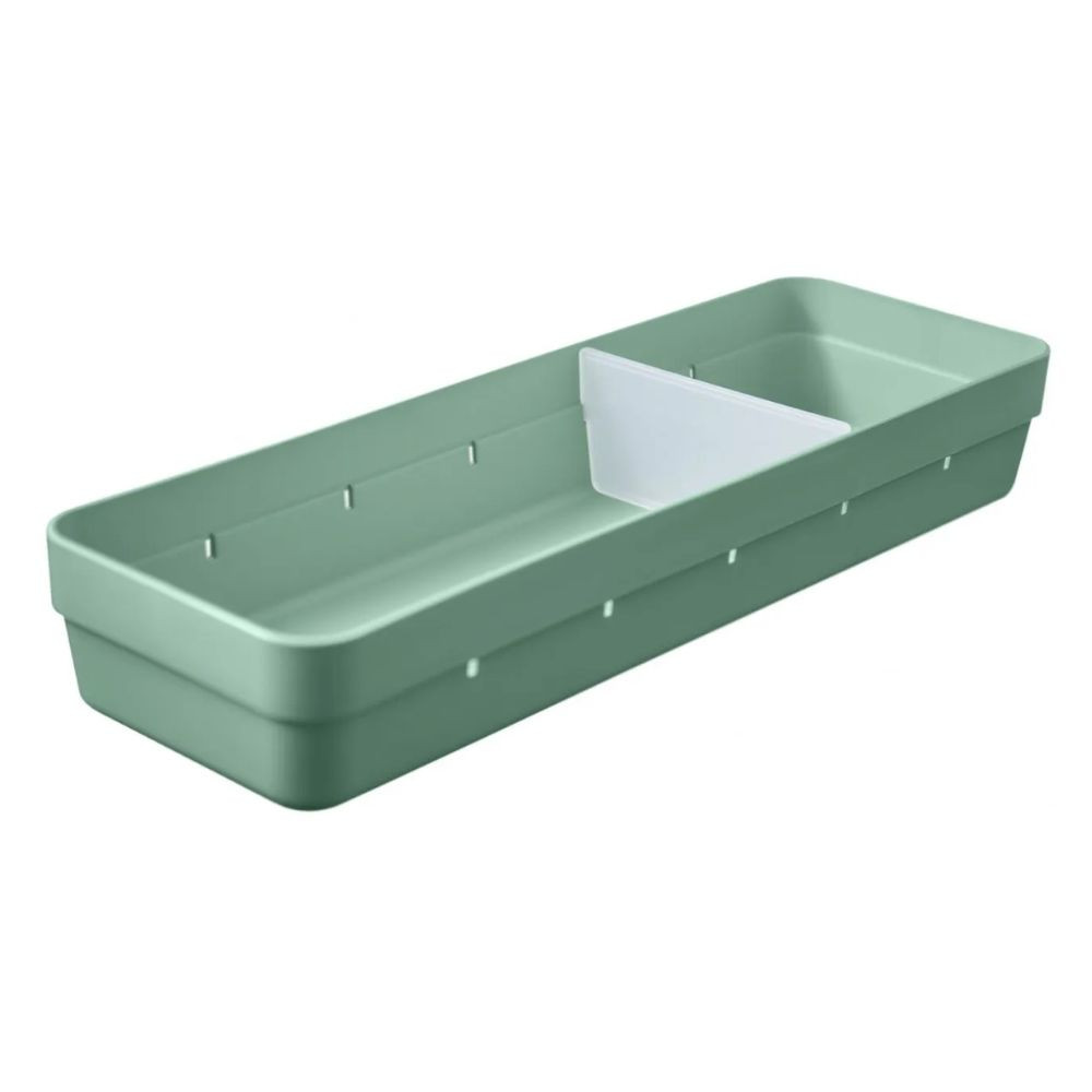 Organizador De Gavetas Logic Com 2 Divisórias 11,5x35x5,5cm Verde OU