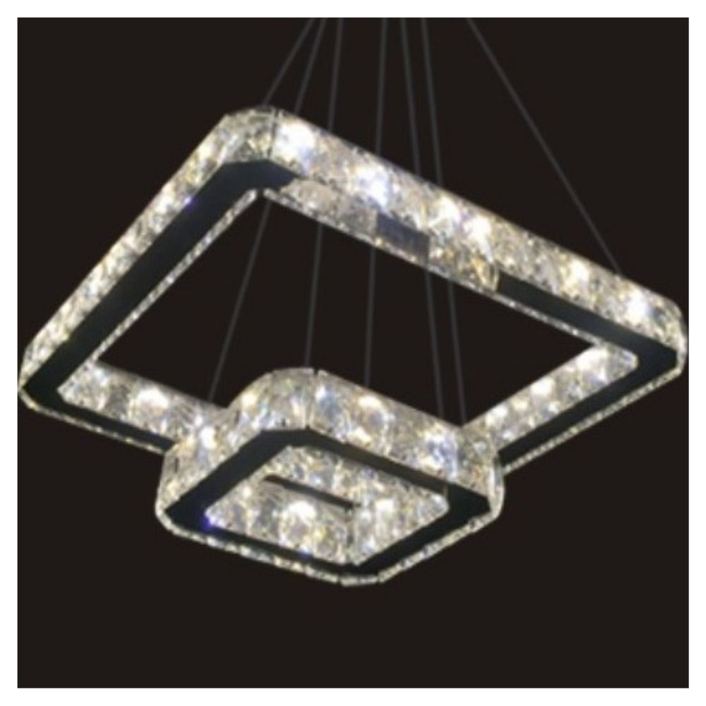Pendente Cristal Quadrado 2X30W 3EM1 Com Controle Neotron
